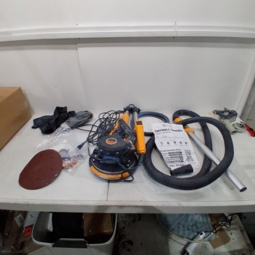 GIOVENTU DRYWALL SANDER WITH VACUUM, VARIABLE SPEEDS FROM 900-1800RPM - BLACK/YELLOW (MODEL: DWSR-2108) image 3