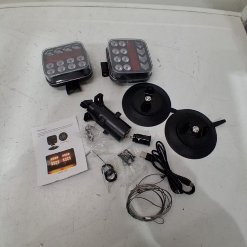 HEAVY DUTY WIRELESS UNIVERSAL MAGNETIC TRAILER LIGHTS KIT WITH 8 FUNCTIONS - 24 HOUR BATTERY LIFE - BLACK/RED image 3
