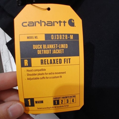 MEN'S CARHARTT RELAXTED FIT BLANKET-LINED DUCK DETROIT JACKET - MEDIUM - BLACK - (STYLE: OJ3828-M) image 3