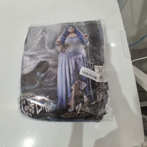 5PC WOMEN'S RUBIE'S CORPSE BRIDE EMILY HALLOWEEN COSTUME WITH DRESS/GLOVES AND VEIL - 3XL - BLUE image 2