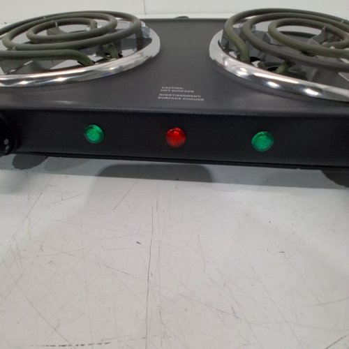 SALTON PORTABLE ELECTRIC HOT PLATE DOUBLE BURNER DUAL COIL COUNTERTOP STOVE - 1800W - BLACK - (MODEL: HP1941) image 2