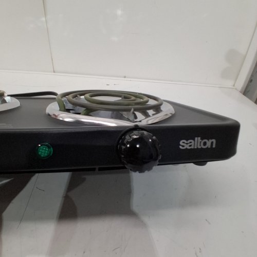 SALTON PORTABLE ELECTRIC HOT PLATE DOUBLE BURNER DUAL COIL COUNTERTOP STOVE - 1800W - BLACK - (MODEL: HP1941) image 4