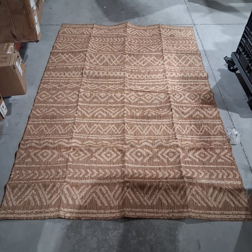 GEOMETRIC TRIBAL PATTEREN AREA RUG- 9FT X 5FT- BROWN/CREAM image 2