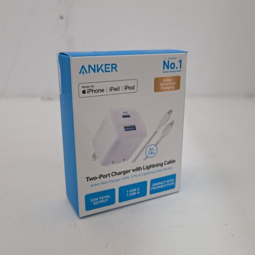 ANKER TWO PORT CHARGER WITH USB-C/LIGHTNING CABLE - 6FT - 32W - WHITE (MODEL: B2335) image 3