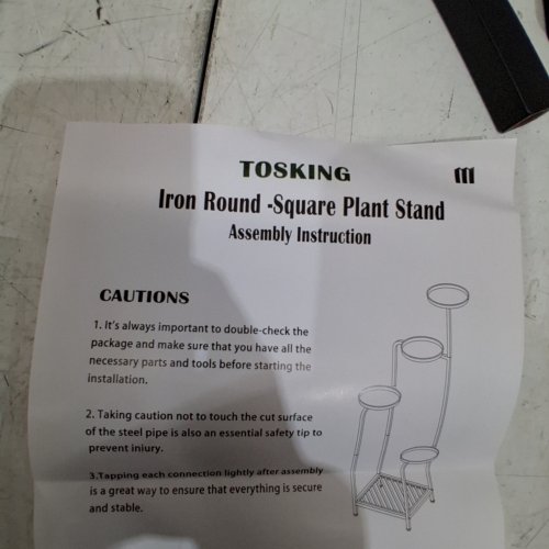 TOSKING IRON ROUND-SQUARE PLANT STAND - 9.4" X 34.2" - BLACK image 2