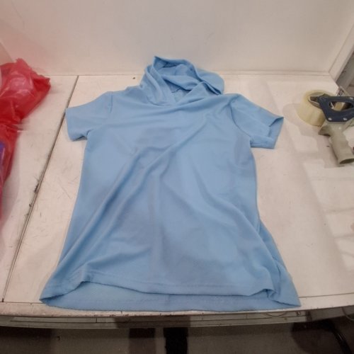 WOMAN'S SHORT SLEEVE LIGHWEIGHT HOODIE - SMALL - BLUE image 2