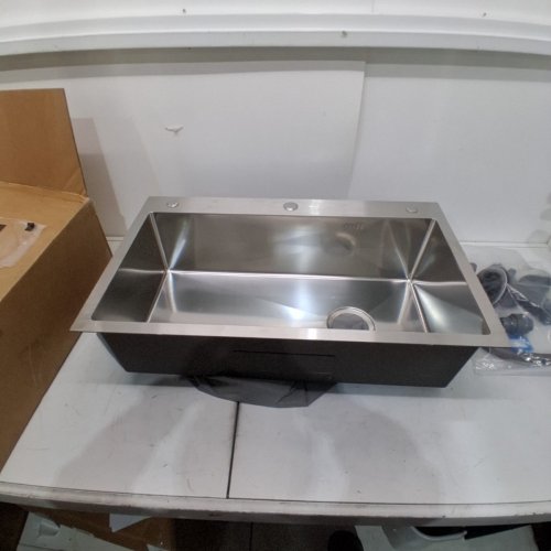 HOUSEHOLD STAINLESS STEEL SINGLE BOWL DROP-IN TOP MOUNT SINK - 27.75" X 13.75" X 8" - SILVER image 2