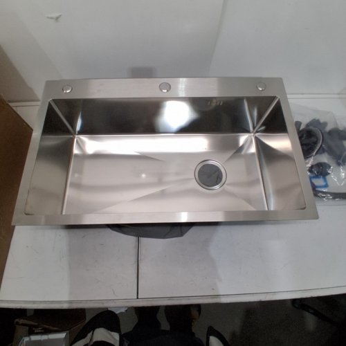 HOUSEHOLD STAINLESS STEEL SINGLE BOWL DROP-IN TOP MOUNT SINK - 27.75" X 13.75" X 8" - SILVER image 4