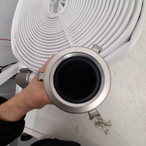 ZYFIRE SINGLE JACKET EPDM FIRE HOSE WITH NPSH COUPLING - 2.5" - 100 FT - WHITE image 4
