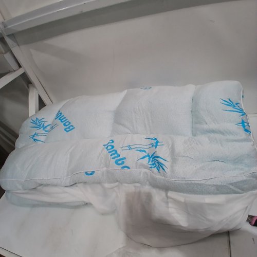 BAMBOO QUILTED MATTRESS PAD - 39" X 75" + 18" - WHITE/BLUE image 3