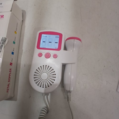 PORTABLE FETAL DOPPLER, HEALTH CANADA LICENSED HEARTBEAT MONITOR SOUND TRANSDUCER - 3 V - WHITE / PINK (MODEL: JSL-T501) image 2