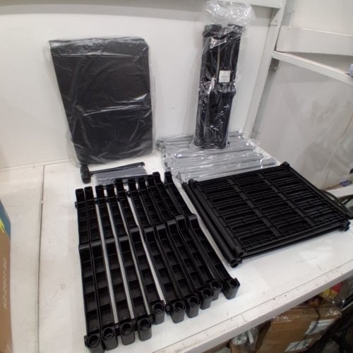 PORTABLE FABRIC WARDROBE CLOSET WITH CLOTHES RACK AND SHELVES - 17" X 70" - BLACK image 2
