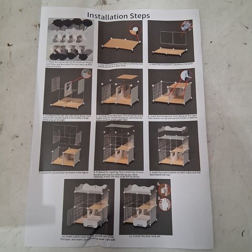 INDOOR 4-SECTION ROLLING CAT VILLA CAGE WITH LITTERBOX - WHITE/LIGHT BROWN - (MODEL: 863519_1) image 6
