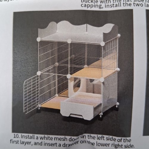 INDOOR 4-SECTION ROLLING CAT VILLA CAGE WITH LITTERBOX - WHITE/LIGHT BROWN - (MODEL: 863519_1) image 2