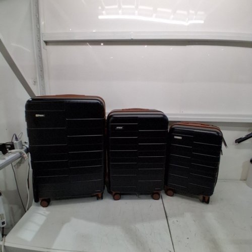 3PC VIPBOX HARDSIDE TSA LOCKABLE SPINNER WHEELS EXPANDABLE LIGHTWEIGHT SUITCASES - 20/24/28 - BLACK/BROWN (MODEL: EU-VIPBOX-V1) image 2