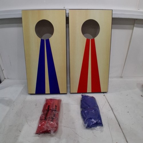 GOSPORTS PORTABLE SIZE CORNHOLE GAME SET WITH 6 BEAN BAG - 2FT X 1FT - WOOD/BLUE/RED (MODEL : CH-03-MDF-WOOD) image 2