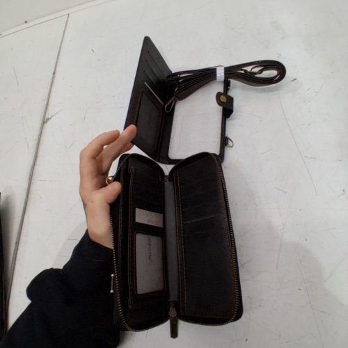 2PC MEGSHI MULTIFUNCTIONAL WALLET PHONE CASE FOR SAMSUNG GALAXY S23+ - BLACK/DARK BROWN image 3