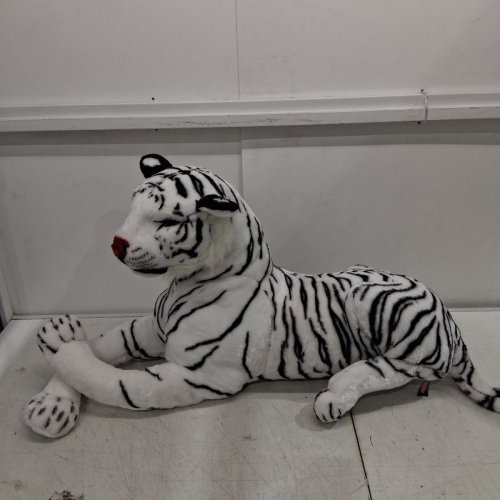 MELISSA & DOUG GIANT SIBERIAN WHITE TIGER LIFELIKE STUFFED ANIMAL - 5FT - WHITE/BLACK (MODEL: MND39790) image 7
