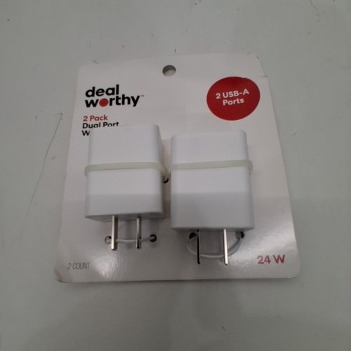 2PK DEALWORTHY DUAL PORT USB-A WALL CHARGERS - 24W - WHITE image 2