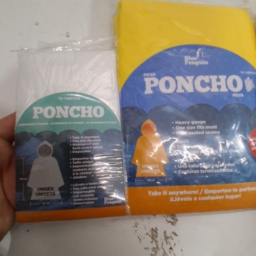 4PK BLUE PENGUIN PEVA RAIN PONCHO - OSFM - YELLOW/CLEAR image 3
