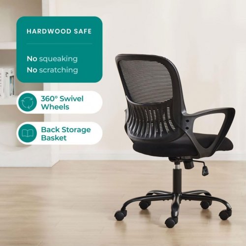 ERGONOMIC COMPUTER MESH SWIVEL OFFICE CHAIR - 18.5" X 37.8-41.54" X 26.38" - BLACK (MODEL: C-3718-1B-GY-CA1) image 3