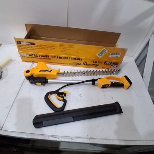 ECARKE TELESCOPIC CORDLESS ELECTRIC POLE SAW/HEDGE TRIMMER -  **TOOL ONLY ** - 20V/7.7FT-9.2FT/20" BLADE - YELLOW/BLACK image 2