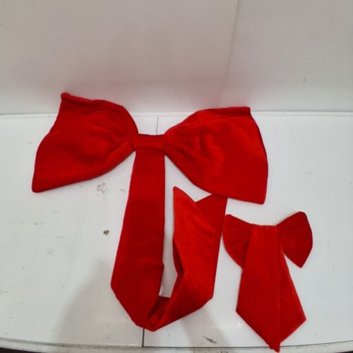 2PC OVERSIZED AND MINI SATIN WEDDING BOWS - 40", 10" - RED image 2