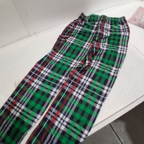 MENS LIGHTWEIGHT PATTERNEDD PAJAMA BOTTOMS - RED/GREEN image 2