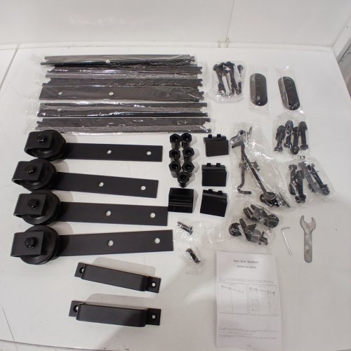 ARTI-LIFE SLIDING DOUBLE BARN DOOR HARDWARE KIT FOR 24" WIDE DOOR - 8FT - BLACK image 3