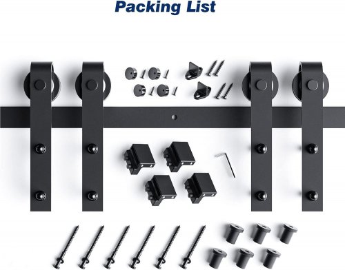 ARTI-LIFE SLIDING DOUBLE BARN DOOR HARDWARE KIT FOR 24" WIDE DOOR - 8FT - BLACK image 2