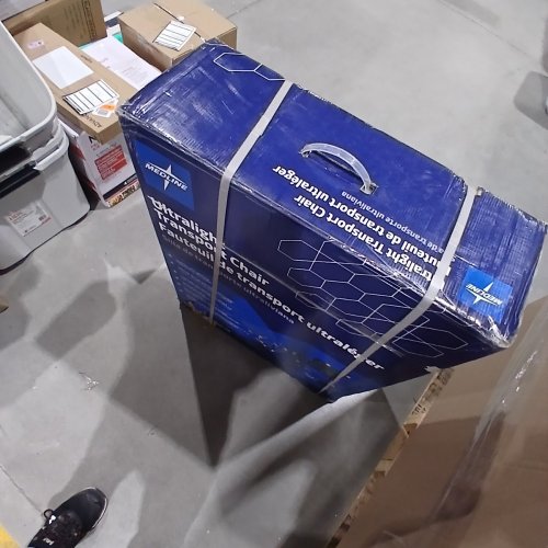 MEDLINE ULTRA LIGHTWIEGHT TRANSPORT CHAIR/WHEELCHAIR WITH CUPHOLDER - 19" SEAT - BLUE/BLACK (MODEL: MDS808200F3B) image 5