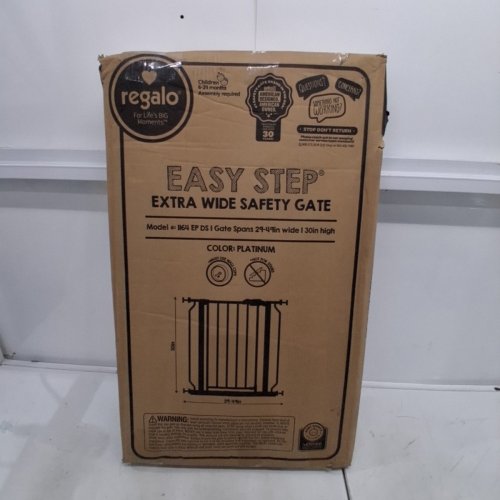 REGALO EASY STEP EXTRA WIDE METAL SAFETY GATE - 30" X 29" TO 49" - PLATINUM GREY (MODEL: 1164EPDS) image 3