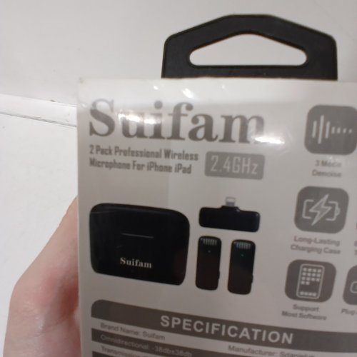 2PK SUIFAM 2.4GHZ WIRELESS LAVALIER MICROPHONE SET FOR IPAD & IPHONES, 65FT RANGE - VLOGGING, INTERVIEW & VIDEO RECORDING - BLACK (MODEL: F1) image 2