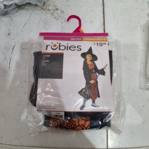 3PC GIRL'S RUBIES WITCH COSTUME - MEDIUM (8/10) - BLACK/ORANGE (STYLE: SORCERESS) image 2
