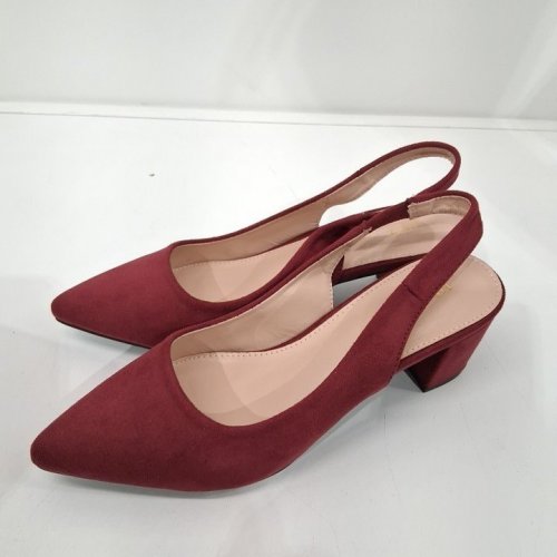 WOMEN'S ALLEGRA K POINTED TOE SLINGBACK PUMPS - SIZE 7 - BURGUNDY image 3