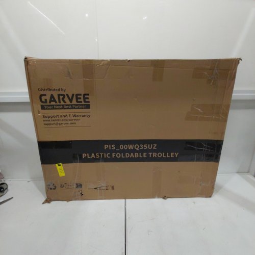 GARVEE 3-SHELF PORTABLE FOLDABLE SERVICE CART WITH LOCKABLE SWIVEL WHEELS - 330LBS CAP -BLACK/SILVER (MODEL: PIS_00WQ35UZ) image 6