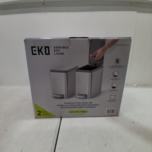 2PK EKO STEP ON TRASH CAN - 6.7L EACH - STAINLESS STEEL - (MODEL: 1941814) image 3