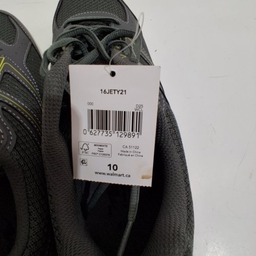 MEN'S ATHLETIC WORKS LACE UP RUNNING SHOES - SIZE 10 - GREY/GREEN (STYLE: 16JETY21) image 3