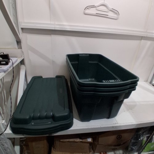 3PK RUBBERMAID HIGH TOP STORAGE BIN - 28 GAL - GREEN image 2