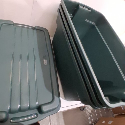3PK RUBBERMAID HIGH TOP STORAGE BIN - 28 GAL - GREEN image 3