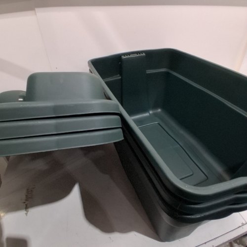 3PK RUBBERMAID HIGH TOP STORAGE BIN - 28 GAL - GREEN image 5