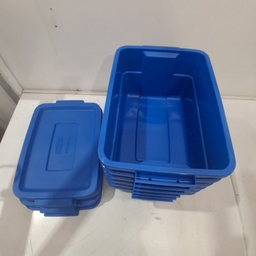 6PK RUBBERMAID ROUGHNECK DURABLE STORAGE TOTES - 3 GALLON - HERITAGE BLUE image 3
