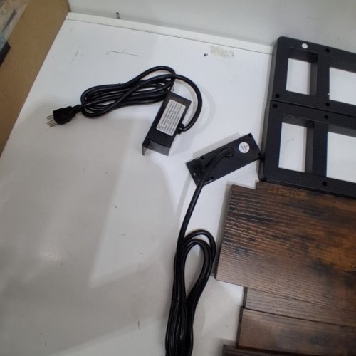 NARROW CONSOLE TOWER WITH BULT IN POWER STRIPS -48" - BLACK/BROWN image 5