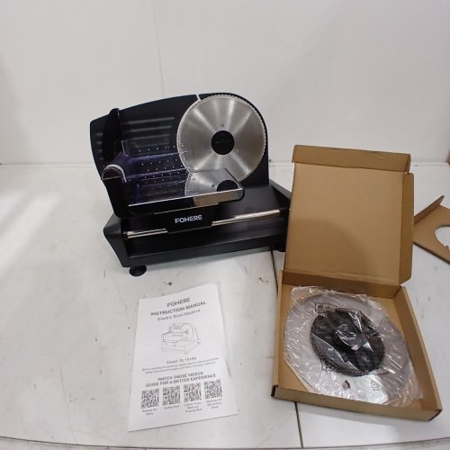 FOHERE ELECTRIC FOOD SLICER WITH INTERCHANGEABLE SERATED BLADE - BLACK (MODEL: SL-519N) image 2