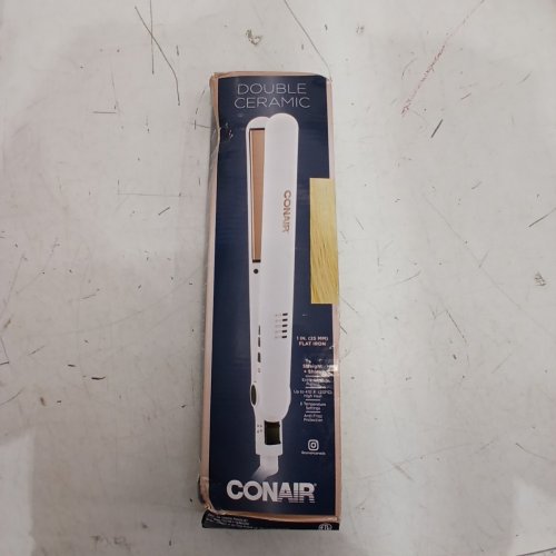 CONAIR DOUBLE CERAMIC FLAT IRON, 1" - WHITE AND ROSE GOLD image 5