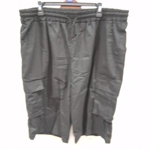 MEN'S LINEN CARGO SHORTS - 4XL - BLACK image 2