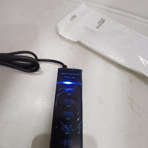 7-PORT USB CHARING HUB - 4FT CORD - BLACK image 2