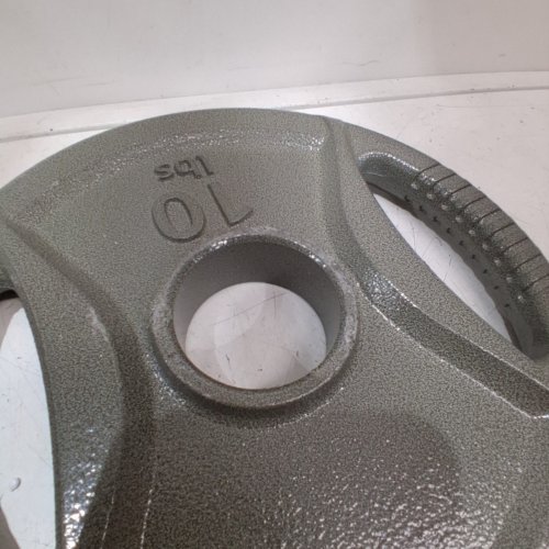 4PK AMAZON BASICS OLYMPIC GRIP WEIGHT PLATES - 10 LBS - 2" - GRAY image 4