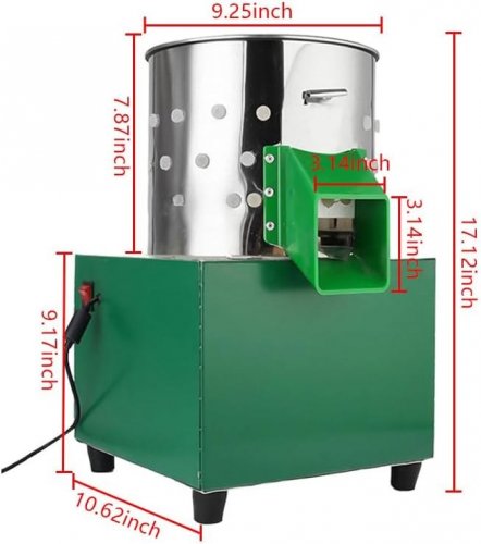 HEAVY DUTY STAINLESS STEEL CHICKEN PLUCKER POULTRY PROCESSING MACHINE - 17" - GREEN /SILVER image 2