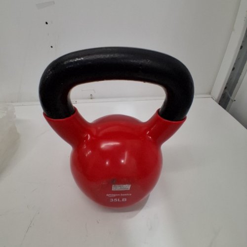 AMAZONBASICS 35LB VINYL COATED CAST IRON FITNESS KETTLEBELL - RED/BLACK (MODEL: ‎IR92007-35LB) image 2